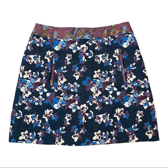 Anthropologie Maeve Blue Cardana Floral Mini Skirt Size 4 - Picture 1 of 11